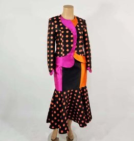 Terramina Multi Polka Dot Print 2PC Skirt Suit