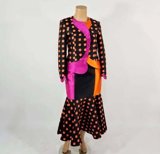 Terramina Multi Polka Dot Print 2PC Skirt Suit