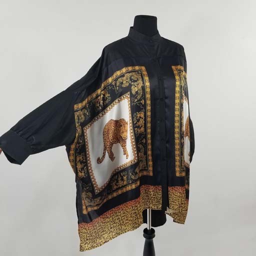 High Low Long Sleeve Shirt w Tiger Print