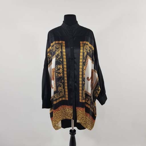 High Low Long Sleeve Shirt w Tiger Print