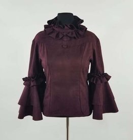 Suede Ruffled Long Sleeve Top