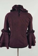 Suede Ruffled Long Sleeve Top