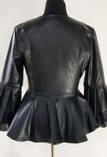 WHY Faux Leather Jacket w Puffy Long Sleeve
