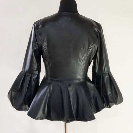 WHY Faux Leather Jacket w Puffy Long Sleeve