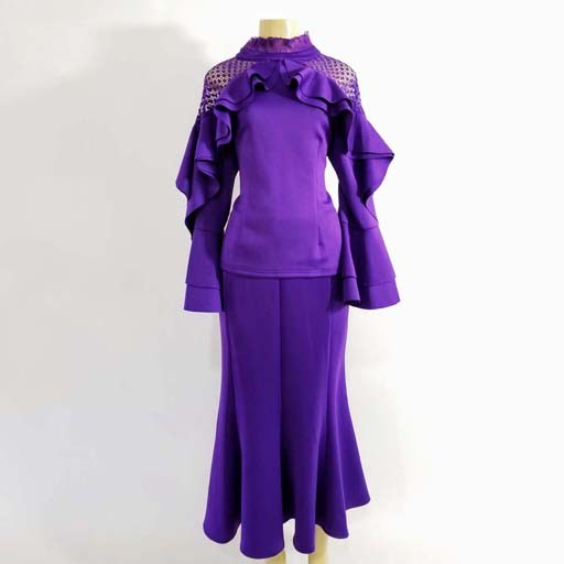 Serafina Scuba w Lace  2PC Skirt Suit