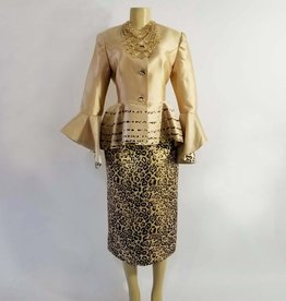 Terramina 2PC Leopard Print Skirt Suit