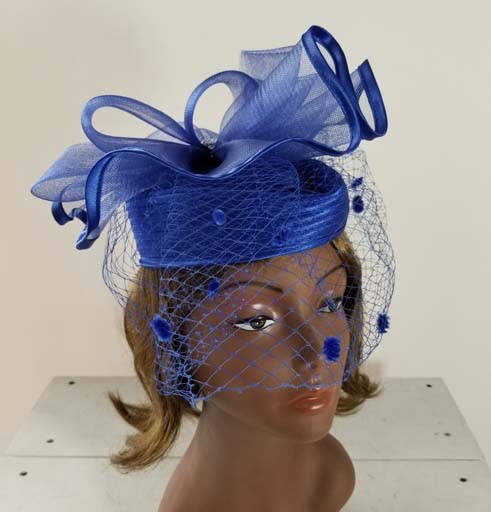 Sophia Collection Satin Pillbox Hat w/ Birdcage Detail & Wide Mesh Ribbon Crown
