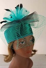 Sophia Collection Braid Pill Box Hat w/Mesh Veil and Feathers