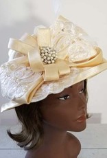 Satin Hat w Lace and Bow Design