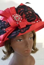 Satin Hat w Lace and Bow Design