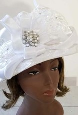 Satin Hat w Lace and Bow Design