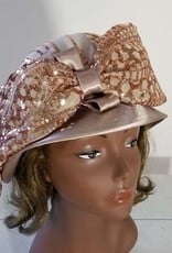 Satin Pill Box Hat w Sequins Bow