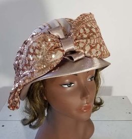 Satin Pill Box Hat w Sequins Bow
