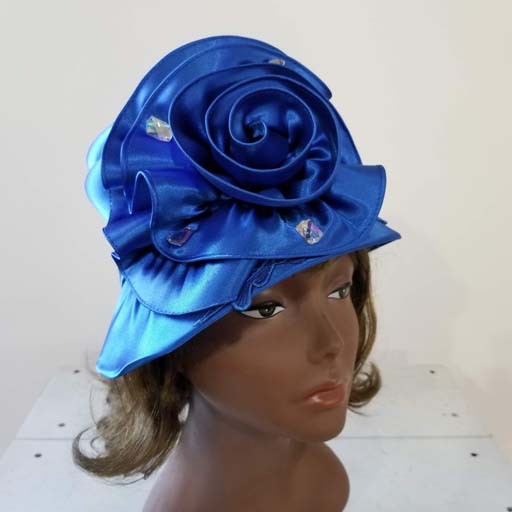 Satin Hat w Lace and Flower Design