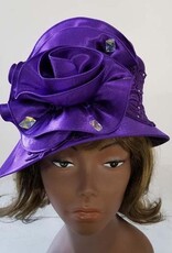 Satin Hat w Lace and Flower Design