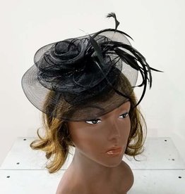 RND Mesh w Feather Fascinator