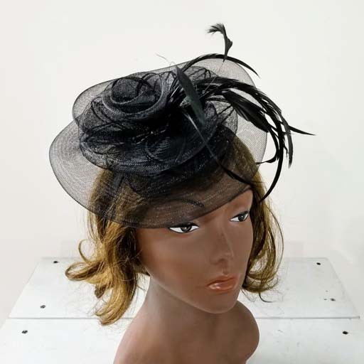 RND Mesh w Feather Fascinator