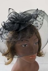 Mesh w Veil and Feathers Fascinator