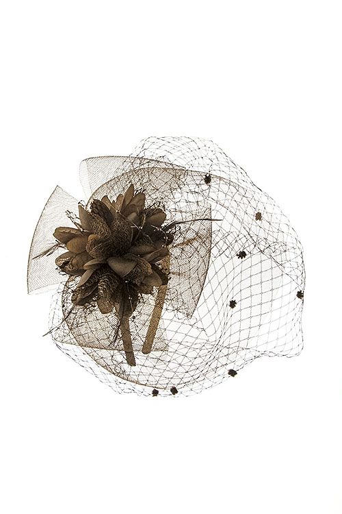Something Special Mesh Fascinator w/Feather and Flower Center
