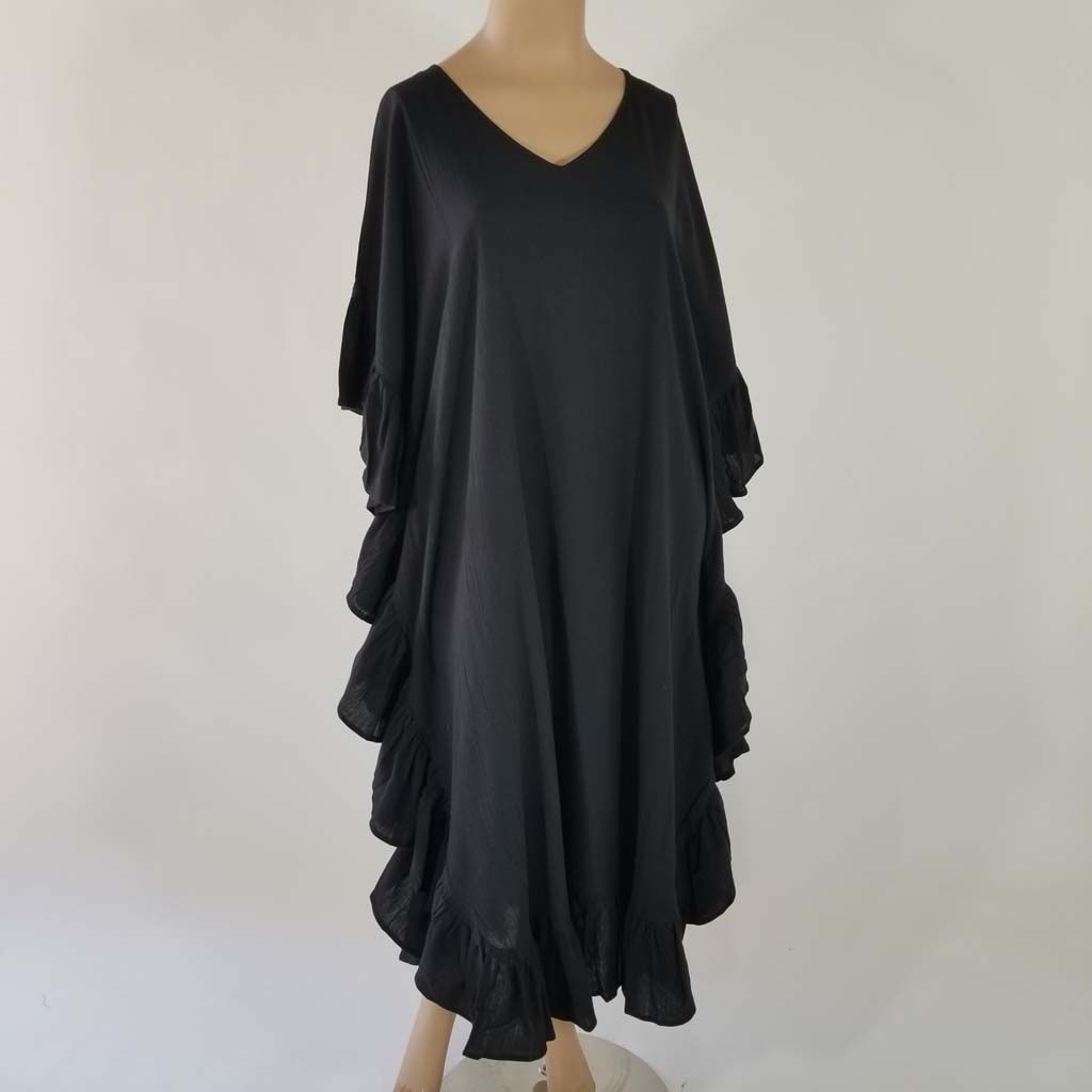 Cotton Gaize Kaftan w Ruffles