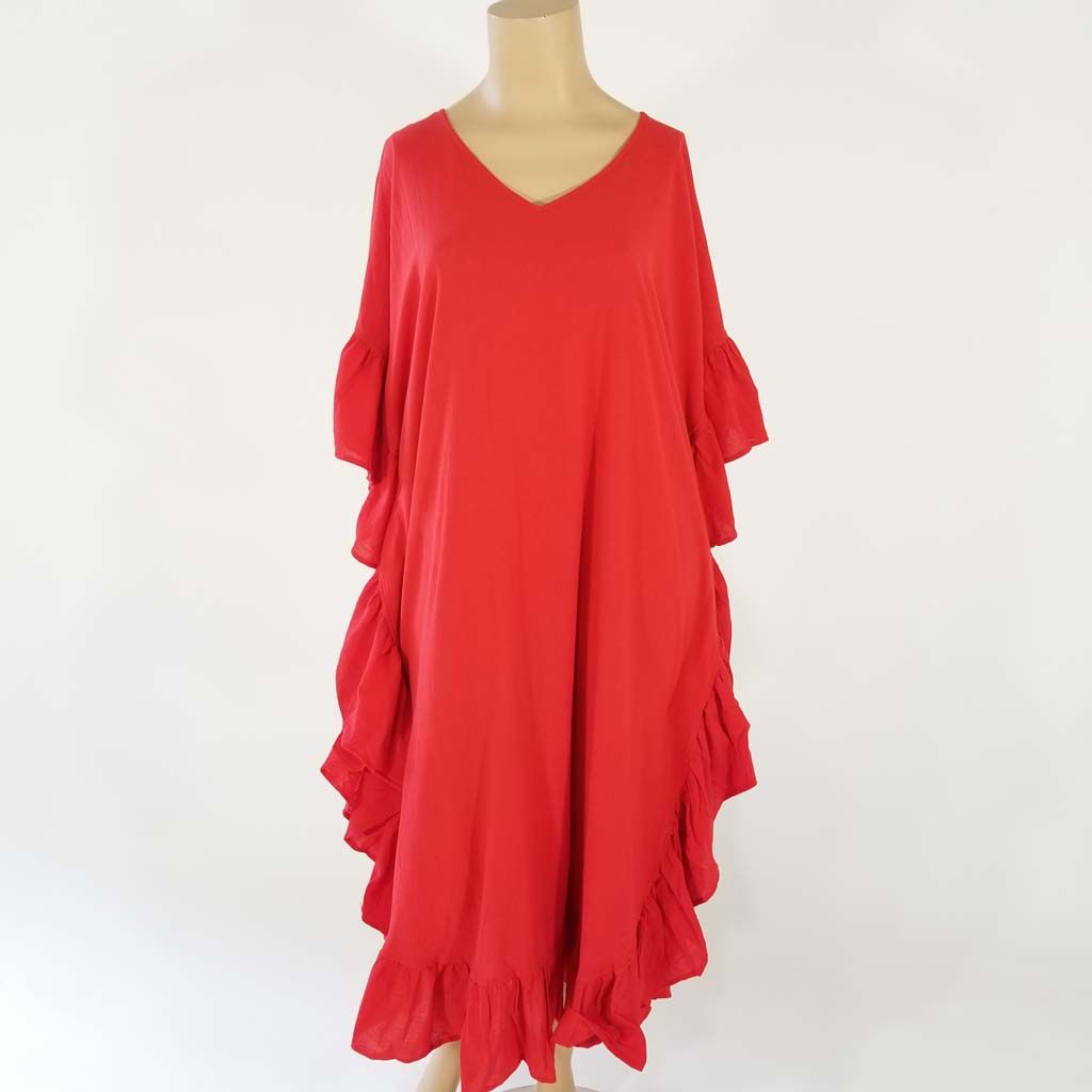 Cotton Gaize Kaftan w Ruffles