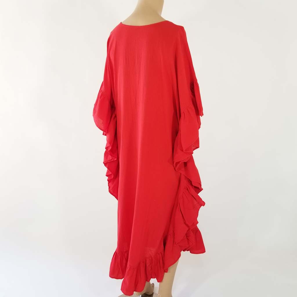 Cotton Gaize Kaftan w Ruffles