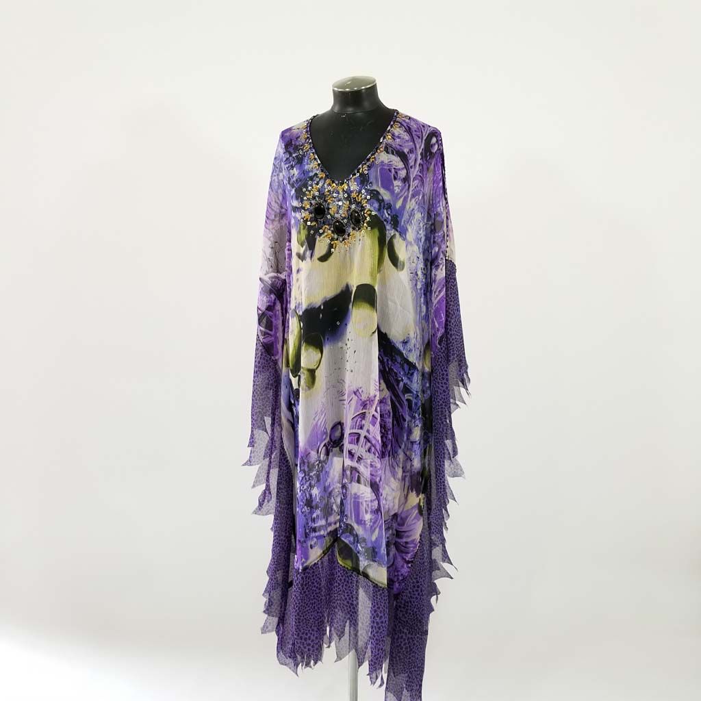 Exotic Silk Chiffon Beaded Kaftan