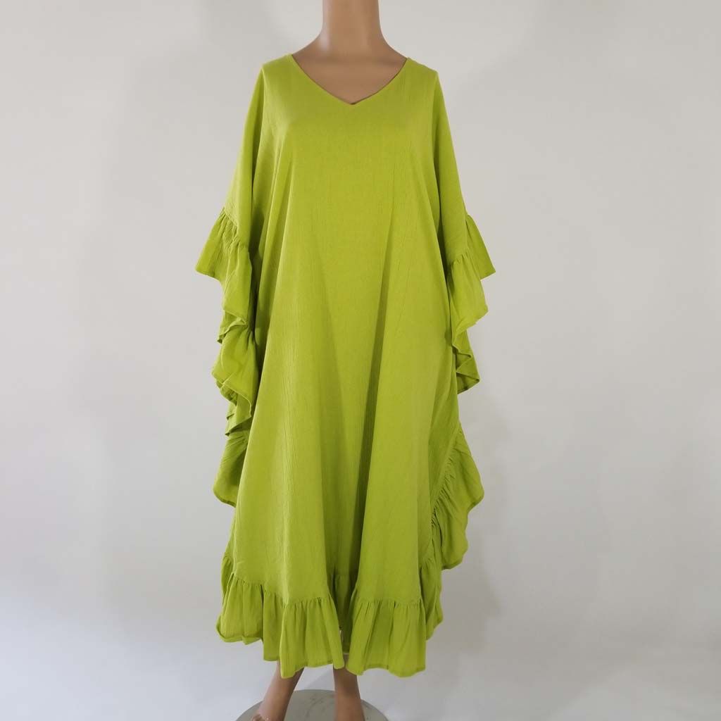Cotton Gaize Kaftan w Ruffles