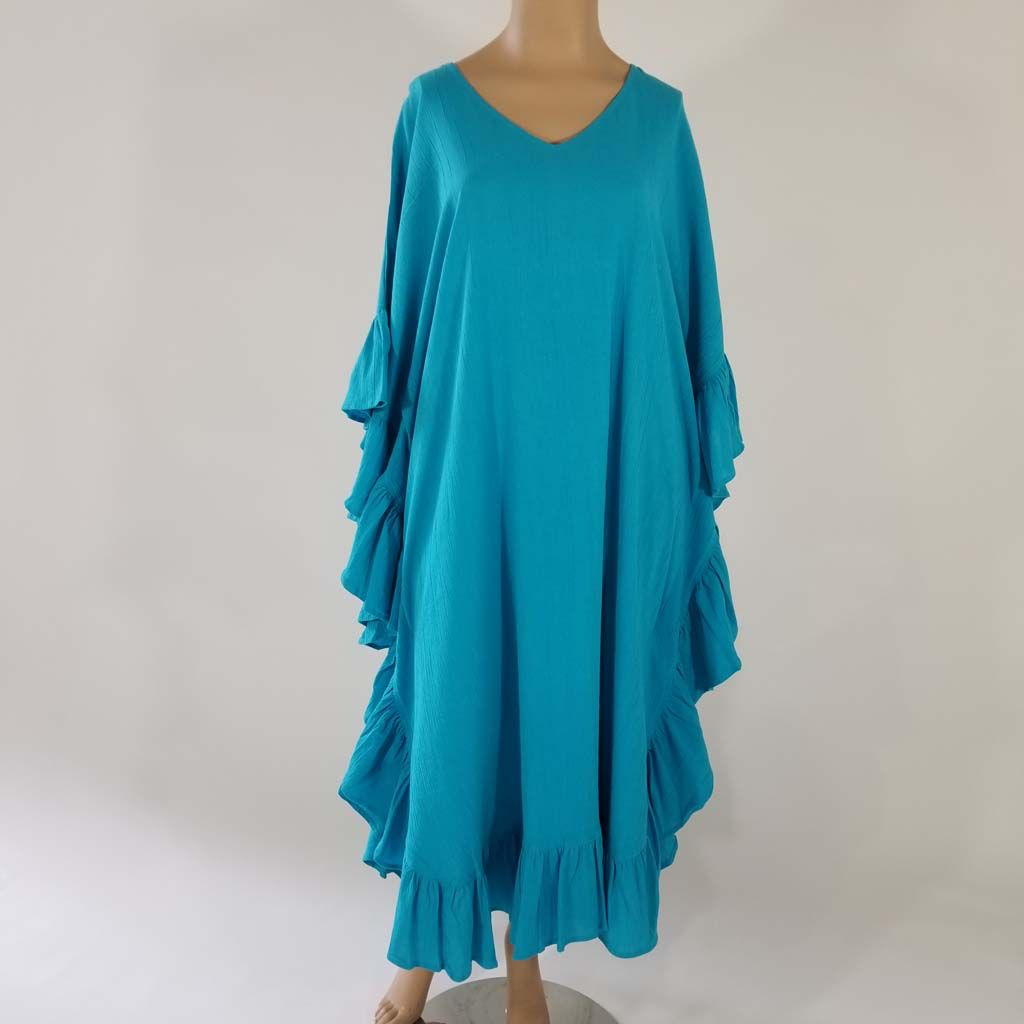 Cotton Gaize Kaftan w Ruffles