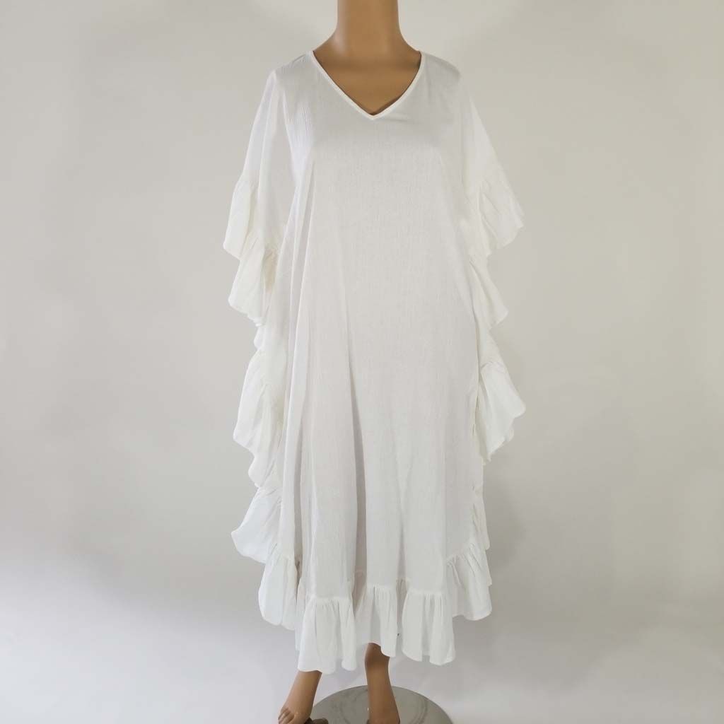 Cotton Gaize Kaftan w Ruffles