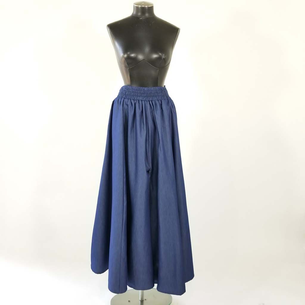 Denim Palazzo Pant Elastic Waist