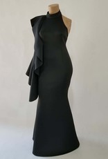 Fashion Terminal Scuba Long Dress Big Frill On Shoulder