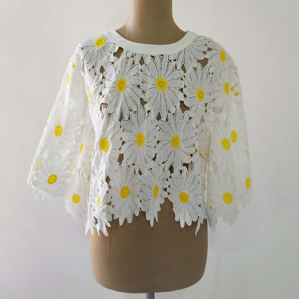Crop Top With Yellow Flower