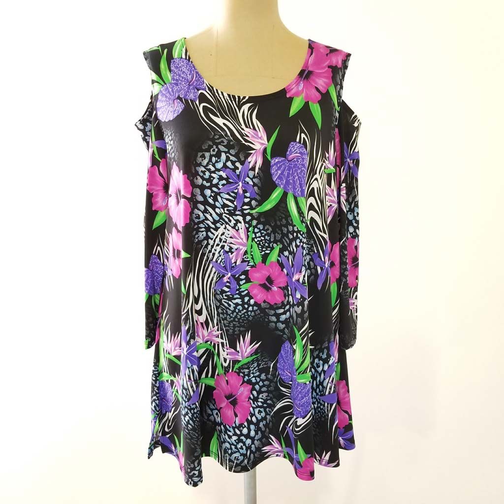 Jostar Printed Cold Shoulder Top