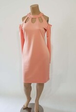 Long Sleeve Cold Shoulder Crew Neckline Cutouts and Keyhole At Back