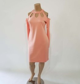 Long Sleeve Cold Shoulder Crew Neckline Cutouts and Keyhole At Back