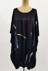 Short Sleeve Long Poncho w Painting Design