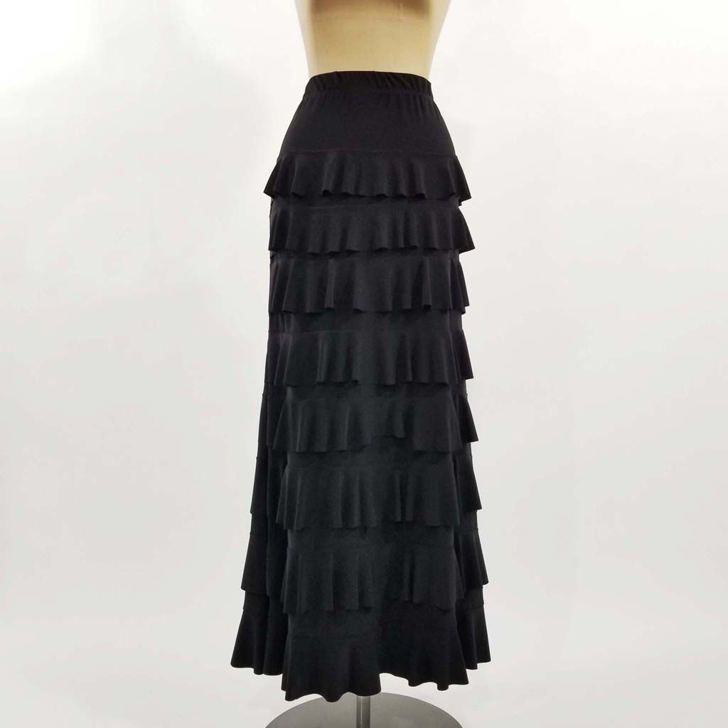 Come N See Solid Black Multi Layered Skirt