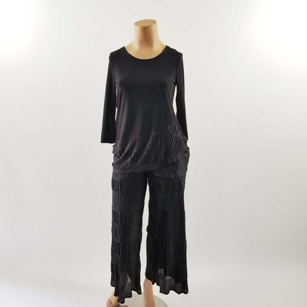 Come N See Layered Top w Pleated Palazzo Pants Set