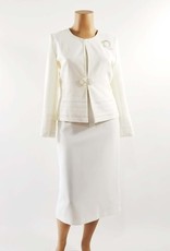 3PC Crepe Skirt Suit w Lace Trim