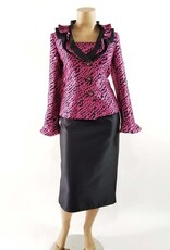 2PC Silky Twill Skirt Suit w Novelty Jacket
