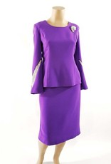 2PC Skirt Suit w Rhinestone Sleeves
