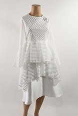 Ella Belle Striped Mesh Hi Lo Skirt Set w Flared Sleeve Top