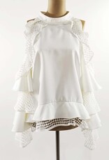 Tally Taylor Double Ruffled Cold Shoulder Top