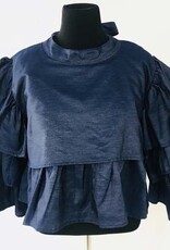 NF Denim Top w 3 Ruffle Sleeve