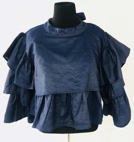 NF Denim Top w 3 Ruffle Sleeve