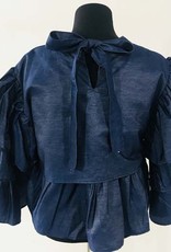 NF Denim Top w 3 Ruffle Sleeve