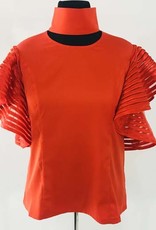 Tally Taylor Orange Top w/Flared Ribbon Sleeves