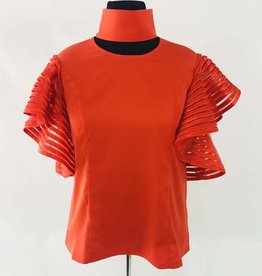 Tally Taylor Orange Top w/Flared Ribbon Sleeves