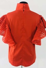 Tally Taylor Orange Top w/Flared Ribbon Sleeves